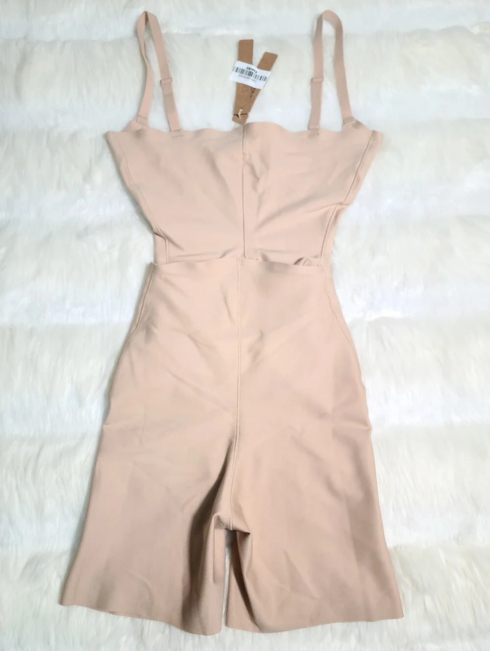 SKIMS Body Core Sculpt Open Back Mid Thigh Bodysuit Tan Clay XS NEW